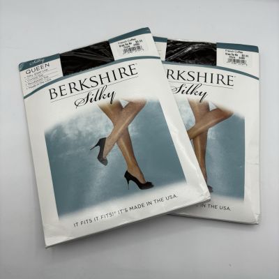 Berkshire Queen All Day Sheer Top Pantyhose Lot Of 2 Size 5-6X French Coffee